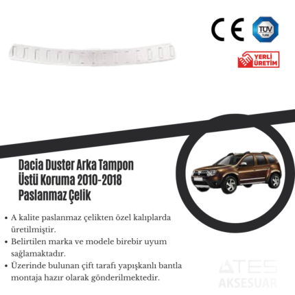 Dacia Duster 2010-2018 صدام خلفي رياضي علوي حماية باسلانماز فولاذ